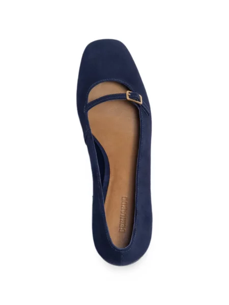 Pantofi cu toc Bernardo din piele de căprioară cu cataramă albastru