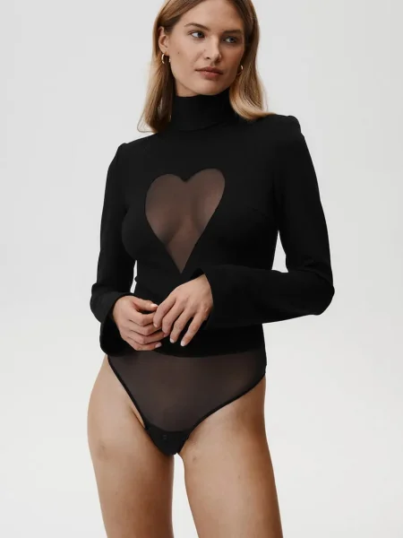 Bodi Undress Code Heart Out Bodysuit za žene bez uzorka crna