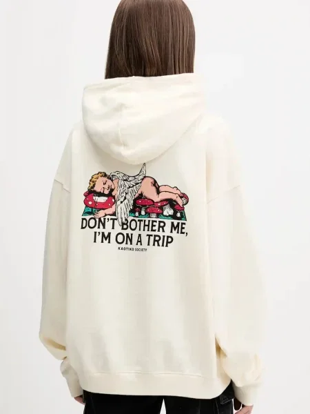 Свитер Kaotiko с капюшоном с принтом бежевый
