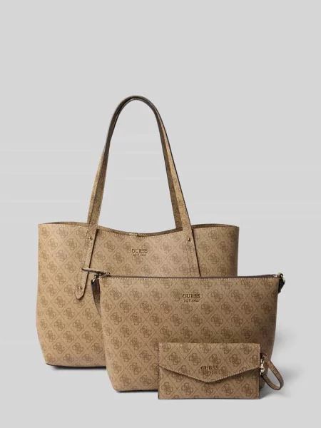 Shopperka Guess z nadrukiem beżowa