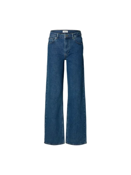 Selected Femme Jeansy Kobieta Niebieski Wide Jeansy granatowe