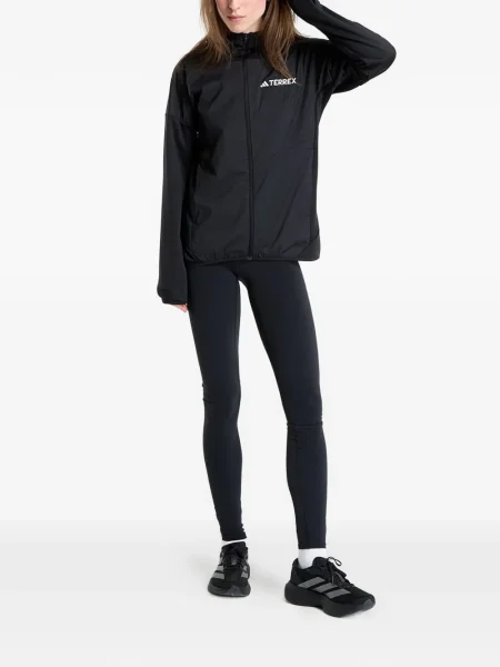 Τρέξιμο fleece μπλούζα Adidas με λαιμόκοψη v μαύρο