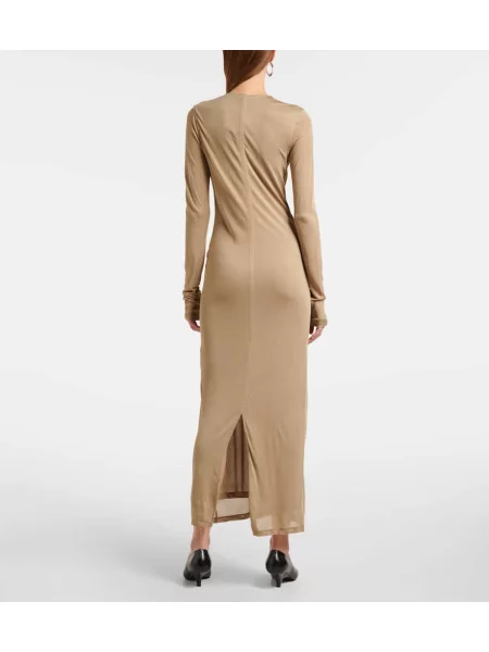 Rochie midi Toteme din jerseu drapată până la genunchi bej