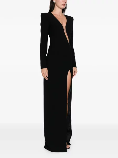 Rochie maxi Silk Love & Lace de mătase lungă de costum negru