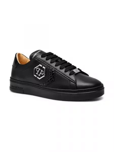 Philipp Plein De piele sneakers Lo-Top negru