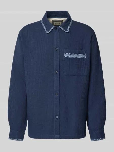 Kurtka koszulowa o kroju relaxed fit z fakturowanym wzorem Scotch & Soda granatowa