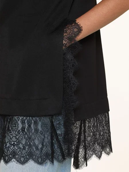Co'couture Tričko Larsoncc S Krajkou černá