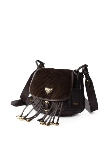 Geantă Prada de catifea cord maro