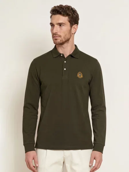 Hackett London Polokošile Z Piké Heritage Crest tmavě zelená
