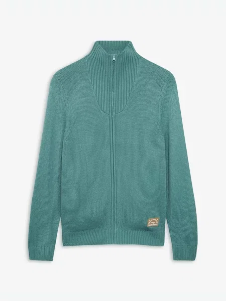 Sweter rozpinany ze stójką zielony