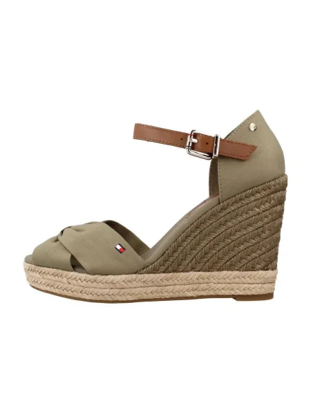Pantofi Tommy Hilfiger cu vârf deschis din piele kaki