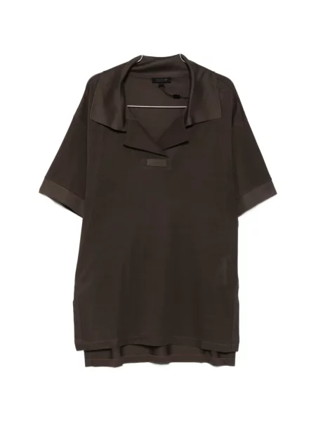 Gulerat rochie mini Lacoste de mătase maro