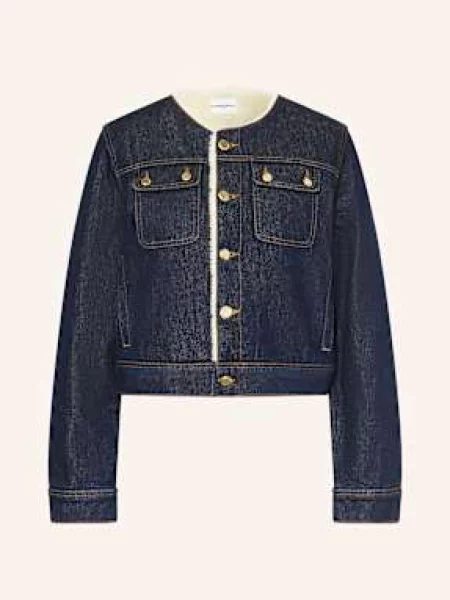 Claudie Pierlot Kurtka Jeansowa Ze Sztucznym Futrem blau granatowa