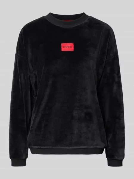 Góra od piżamy o kroju relaxed fit z mieszanki bawełny model ‘VELVET’ Hugo czarna