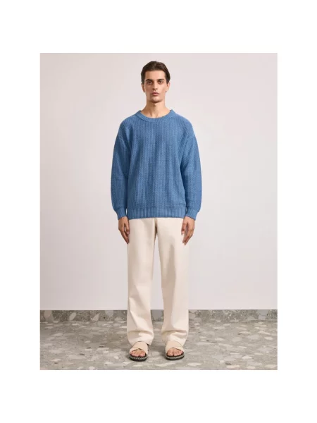 Lniany sweter Frescobol Carioca niebieski