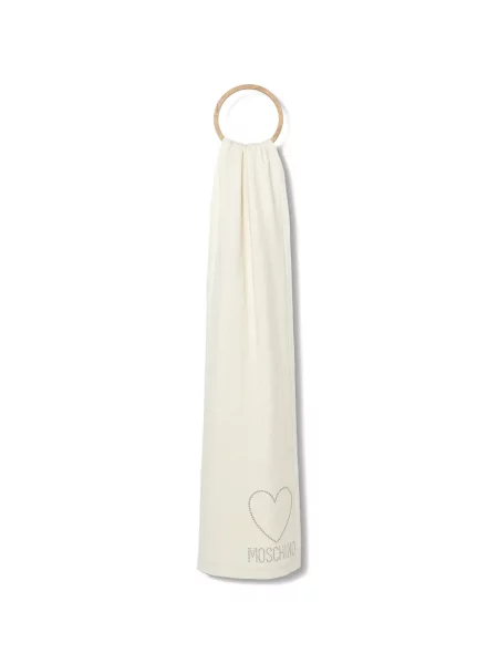 Fular Moschino cu motiv cu inimi alb