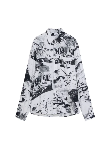 Desigual camasa MOTO barbati cu guler clasic relaxed alb
