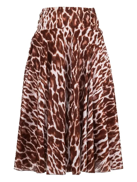 Fustă midi Samantha Sung cu imagine cu model leopard până la genunchi maro