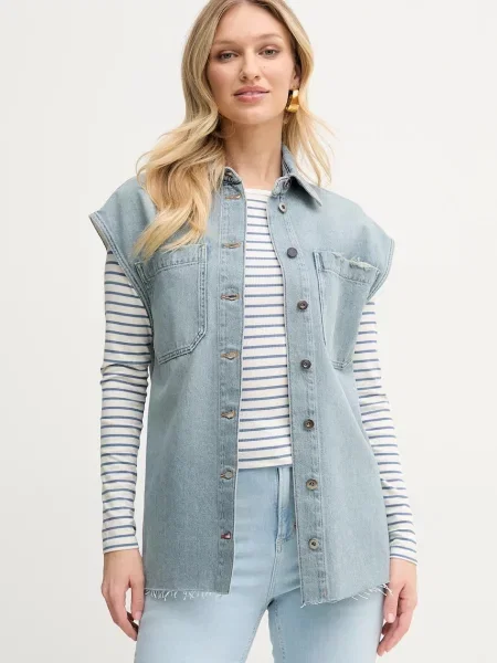 Liviana Conti vesta de blugi femei de tranzitie albastru