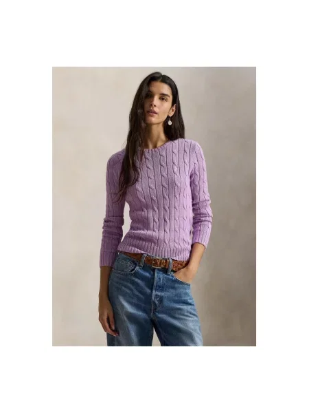 Dzianinowy sweter Polo Ralph Lauren fioletowy