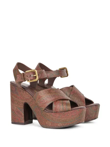 Sandale Etro cu platformă cu model paisley maro