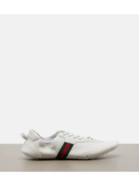 Sneakerși Gucci din piele de căprioară alb