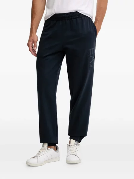 Pantaloni Ea7 Emporio Armani cu broderie alergare albastru