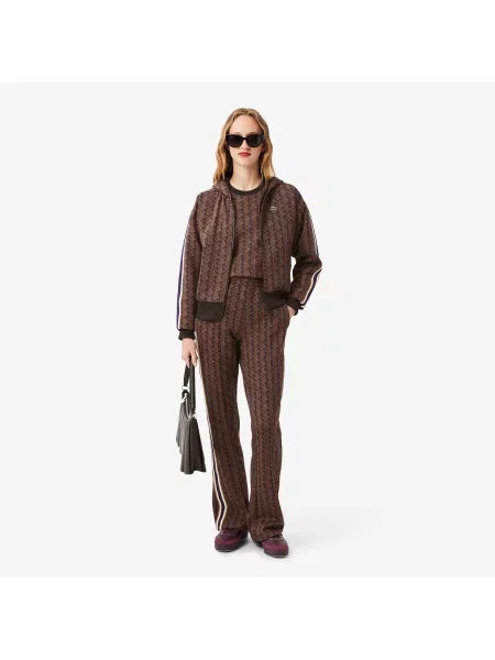 Lacoste Bluza Z Kapturem Z Monogramem Regular Fit brązowa