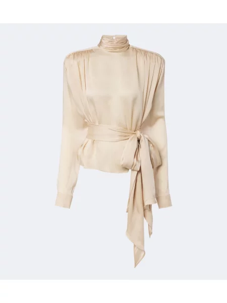 Bluză Balmain cu funde de mătase bej