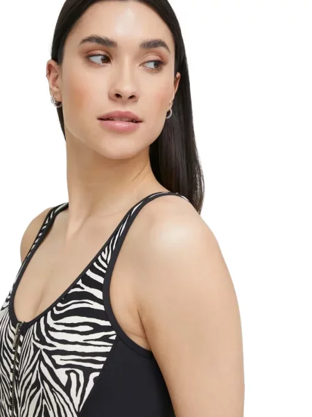 Costum de baie Michael Michael Kors cu imagine cu model leopard plasă negru