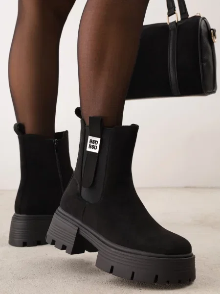 Botine chelsea Basida cu toc jos negru