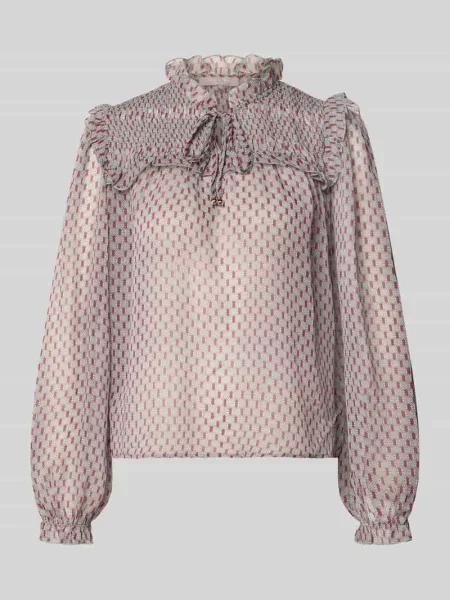 Bluzka o kroju regular fit z wiązaniem i falbanami Christian Berg Woman Selection