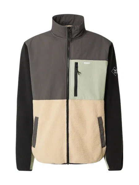 Iriedaily Fleecová mikina Auf Deck béžová / tmavě šedá / pastelově zelená černá