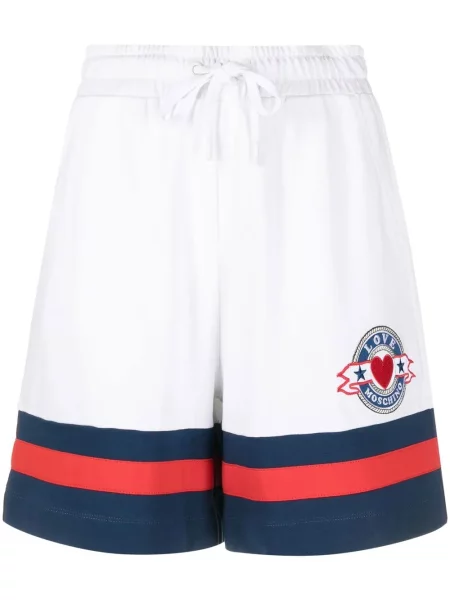 Pantaloni scurți Love Moschino cu dungi alb