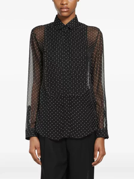 Cămașă Tom Ford de mătase cu buline negru