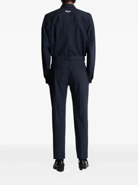 Pantaloni Balmain cu dungi plisate albastru