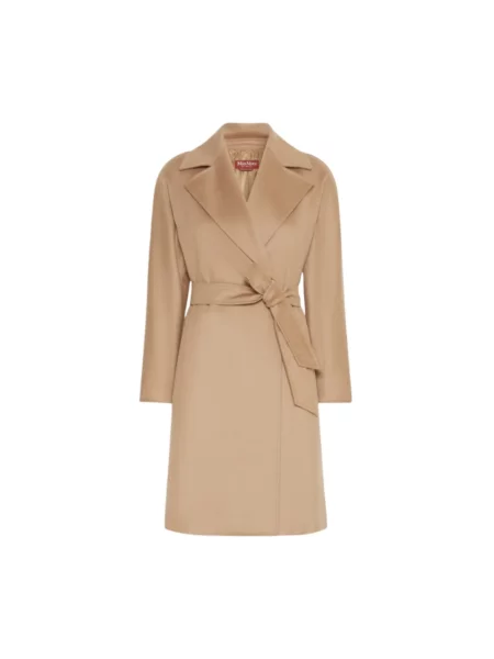 Płaszcz Max Mara Studio wełniany wiązany beżowy