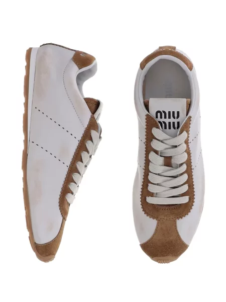 Sneakerși Miu Miu din piele de căprioară alb