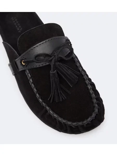 Papuci tip mules Isabel Marant din piele de căprioară negru