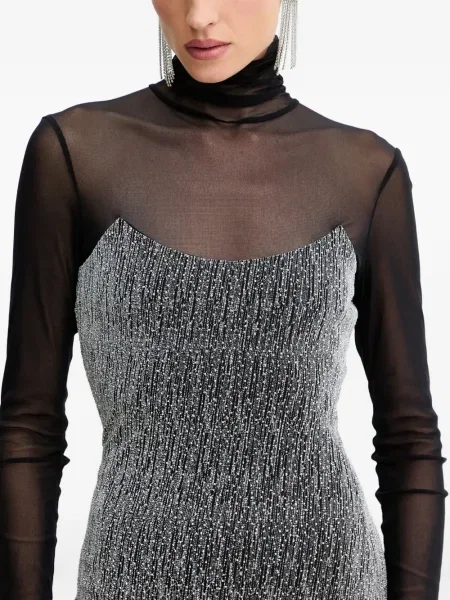 Rochie maxi Simona Corsellini lungă de costum argintiu