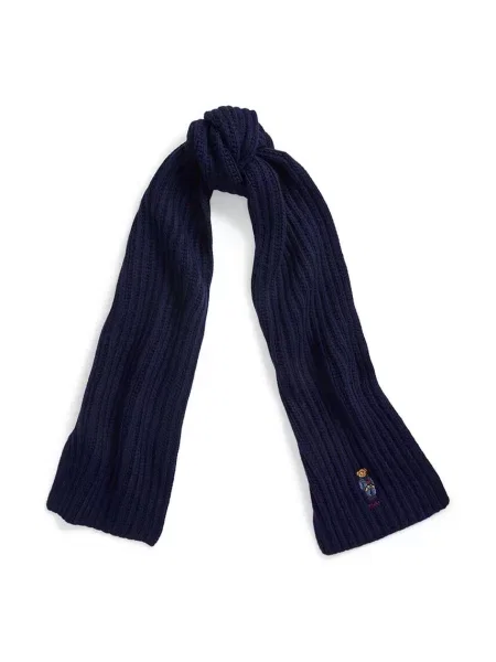 Polo Ralph Lauren szalik wełniany gładki granatowy