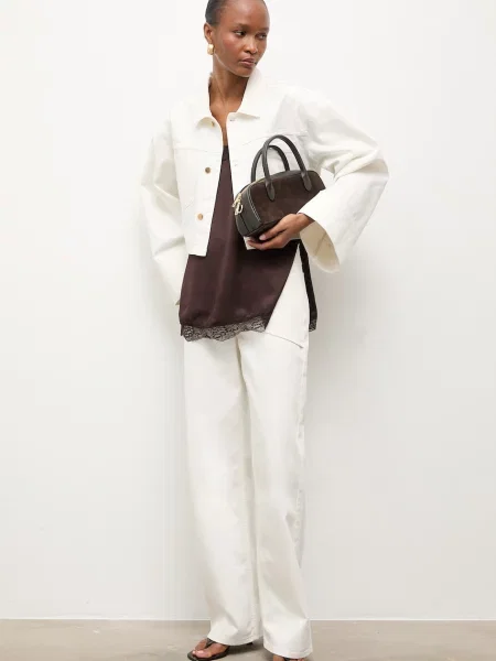 Answear.LAB jachetă pentru femei din denim Unscripted Collection alb