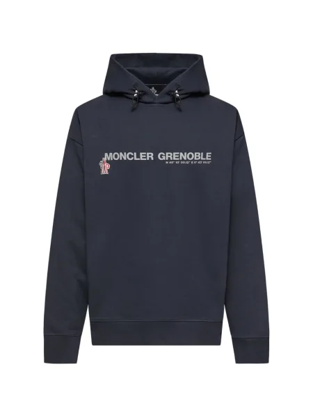 Majica s kapuljačom Moncler Grenoble s printom plava