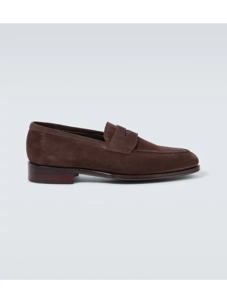 Pantofi loafer George Cleverley din piele de căprioară maro