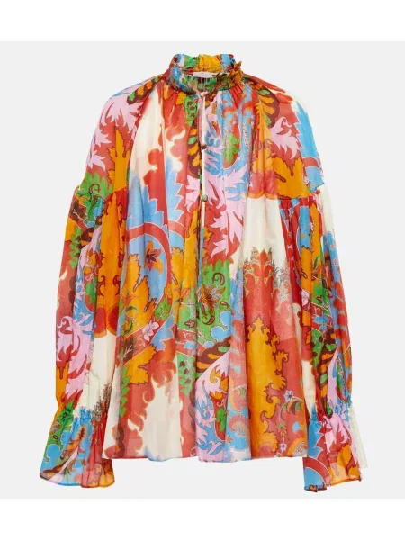 Bluză Etro de mătase cu imagine roz