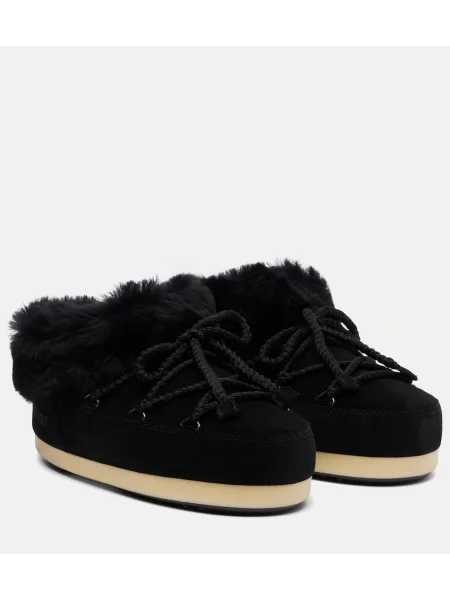 Mules Moon Boot iz semiša črna