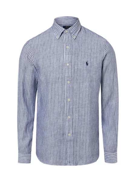 Polo Ralph Lauren koszula lniana Custom Fit Mężczyźni Modern Fit len niebieski|biały w S biała