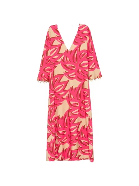 Rochie midi Themis Z cu imagine cu decolteu în V roz