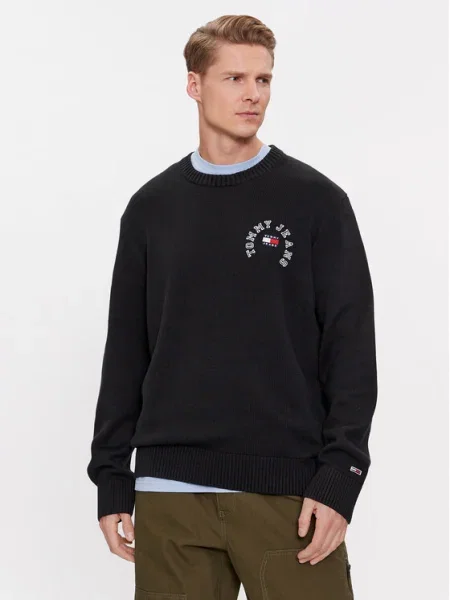 Tommy Jeans Pulover Arched Graphic negru
