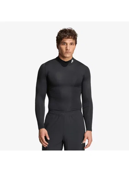 Tricou adidas Techfit Compression Training Mock Neck Long Sleeve T-Shirt Black L negru